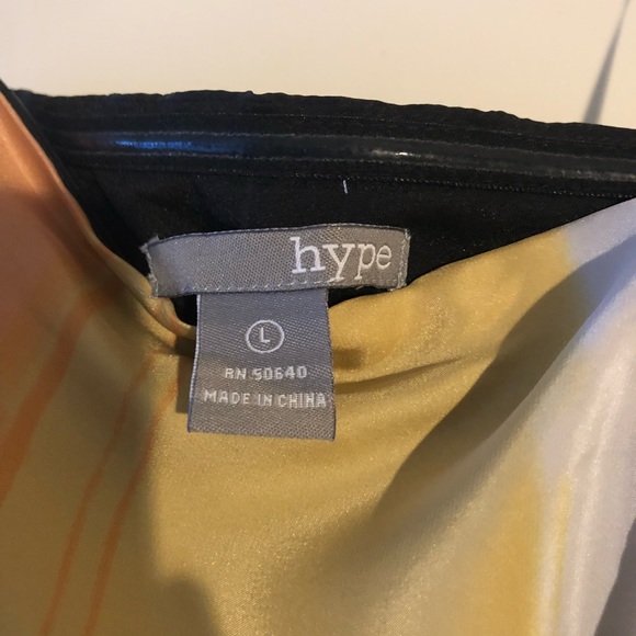 New HYPE 100% SILK DRESS Multicolor Asymmetrical L - Picture 7 of 10